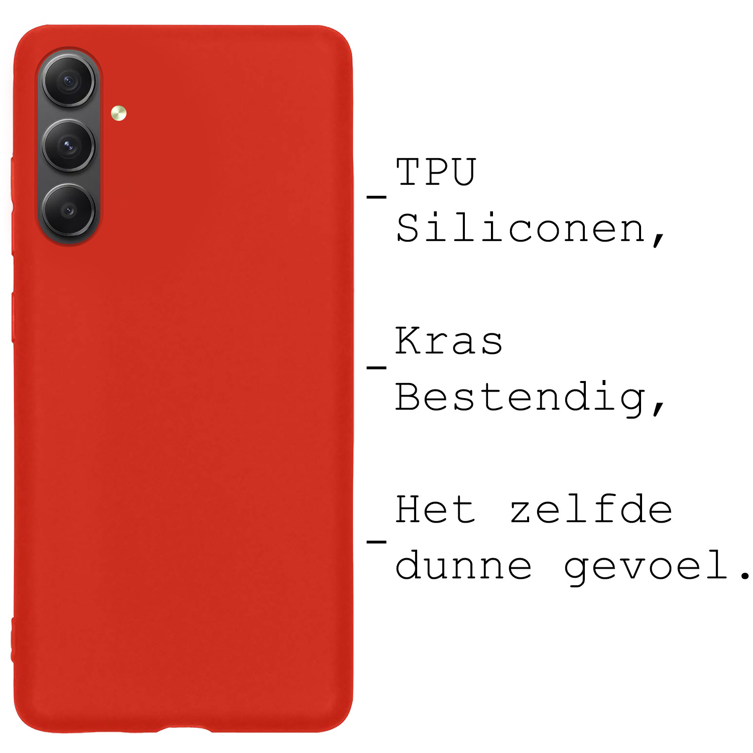 BASEY. Hoes Geschikt voor Samsung A54 Hoesje Siliconen Back Cover Case Met Screenprotector - Hoesje Geschikt voor Samsung Galaxy A54 Hoes Cover Hoesje - Rood