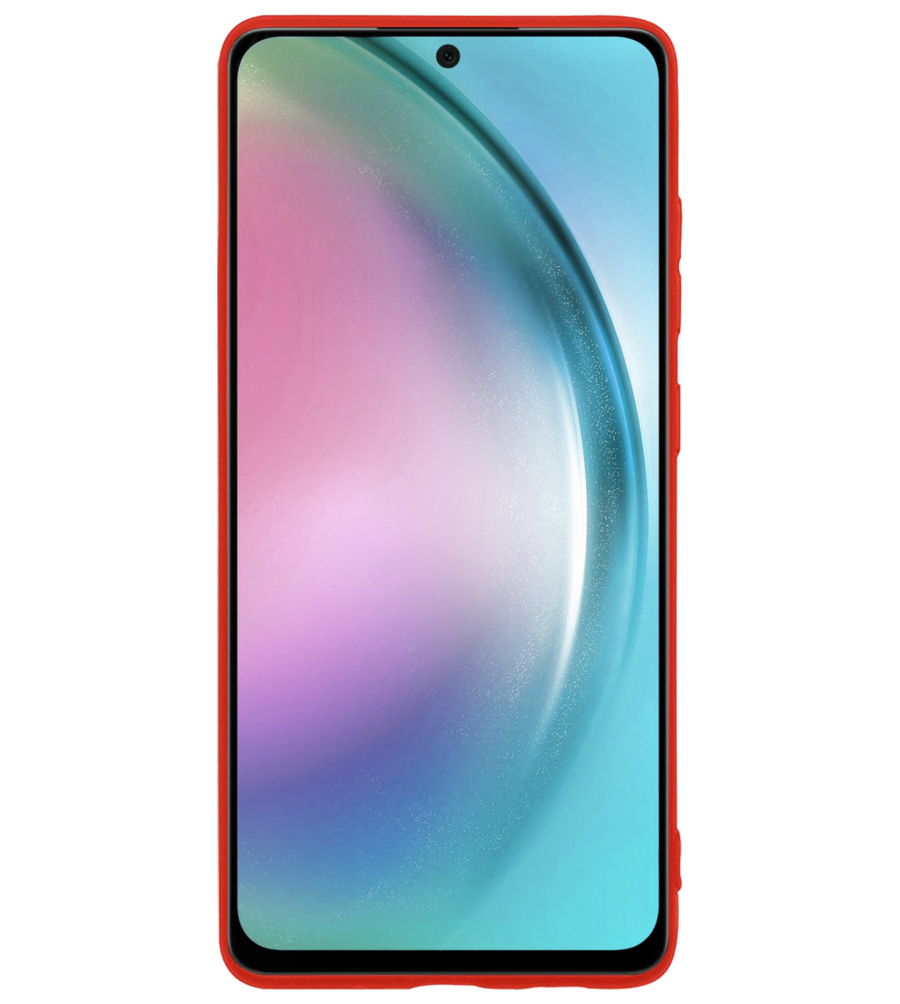 BASEY. Hoes Geschikt voor Samsung A54 Hoesje Siliconen Back Cover Case Met Screenprotector - Hoesje Geschikt voor Samsung Galaxy A54 Hoes Cover Hoesje - Rood