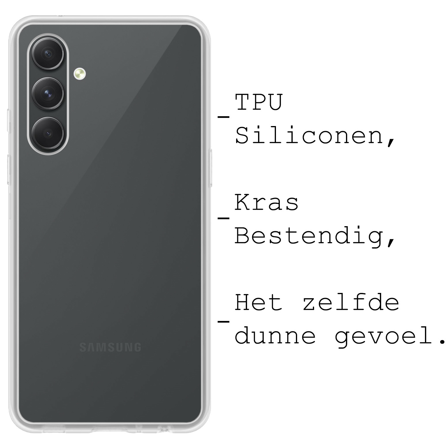 BASEY. Hoes Geschikt voor Samsung A54 Hoesje Siliconen Back Cover Case Met Screenprotector - Hoesje Geschikt voor Samsung Galaxy A54 Hoes Cover Hoesje - Transparant