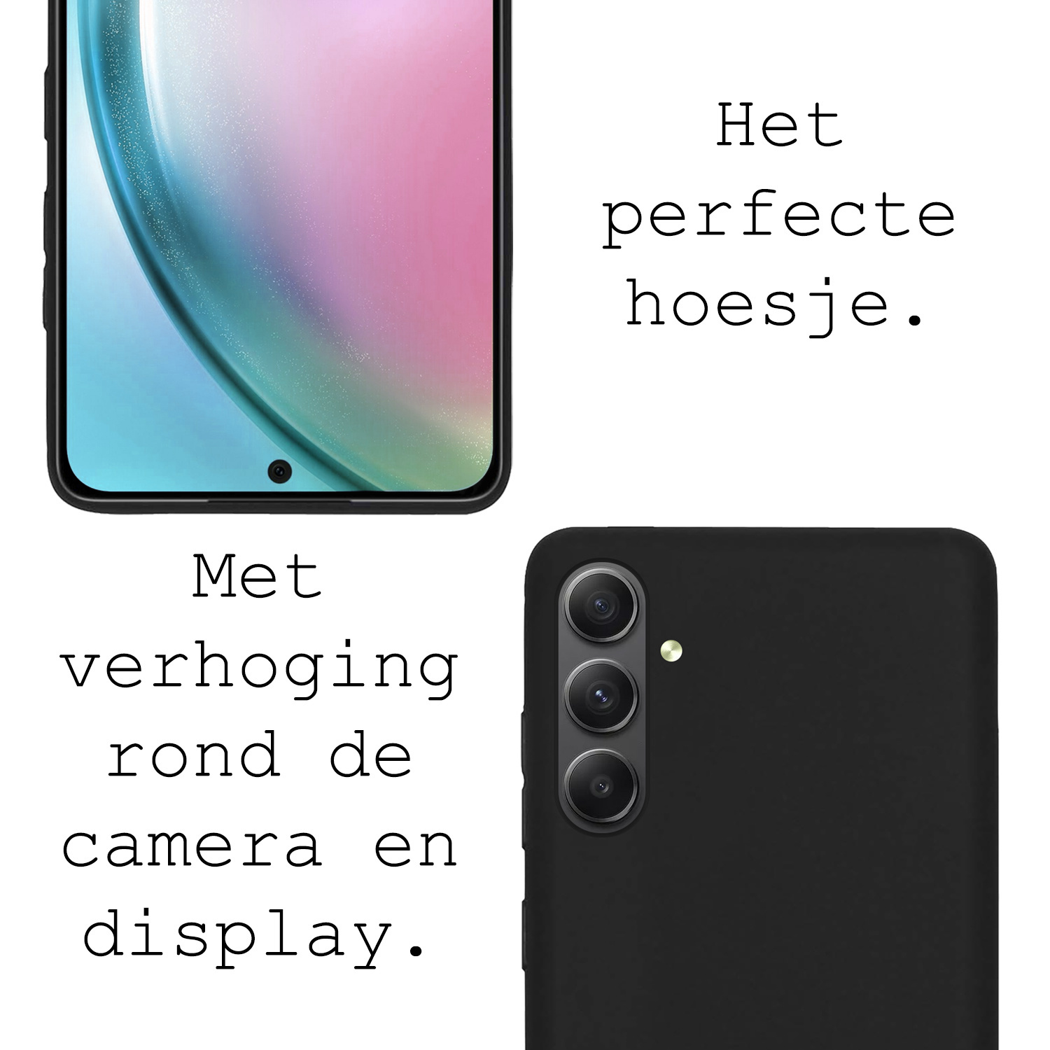 BASEY. Hoes Geschikt voor Samsung A54 Hoesje Siliconen Back Cover Case Met Screenprotector - Hoesje Geschikt voor Samsung Galaxy A54 Hoes Cover Hoesje - Zwart