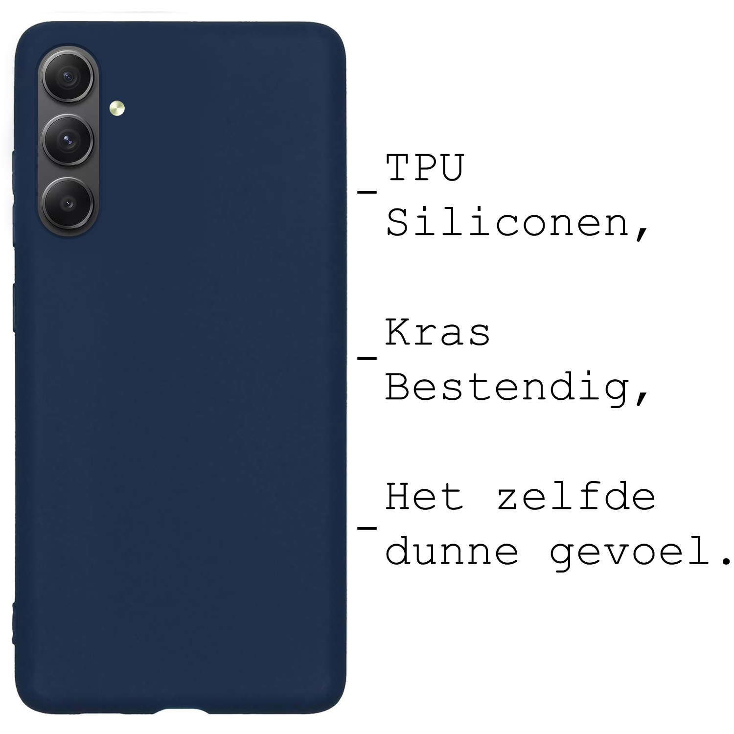 BASEY. Hoes Geschikt voor Samsung A54 Hoesje Siliconen Back Cover Case Met 2x Screenprotector - Hoesje Geschikt voor Samsung Galaxy A54 Hoes Cover Hoesje - Donkerblauw