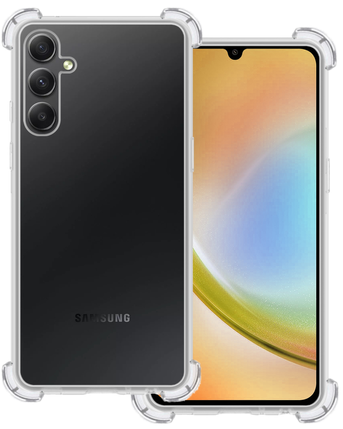 BASEY. Hoes Geschikt voor Samsung A34 Hoesje Shock Proof Case Hoes Siliconen - Hoesje Geschikt voor Samsung Galaxy A34 Hoes Cover Shockproof - Transparant