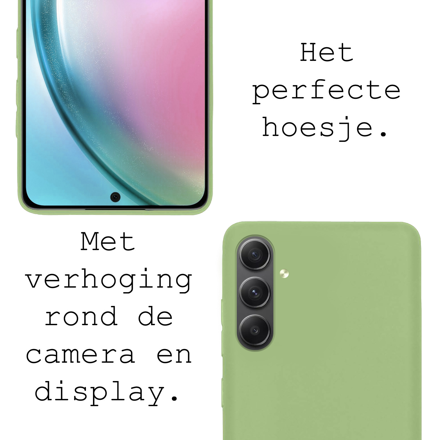 BASEY. Hoes Geschikt voor Samsung A54 Hoesje Siliconen Back Cover Case Met 2x Screenprotector - Hoesje Geschikt voor Samsung Galaxy A54 Hoes Cover Hoesje - Groen