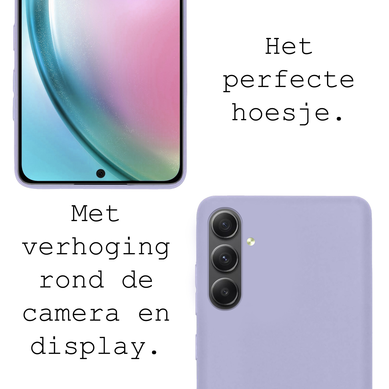 BASEY. Hoes Geschikt voor Samsung A54 Hoesje Siliconen Back Cover Case Met 2x Screenprotector - Hoesje Geschikt voor Samsung Galaxy A54 Hoes Cover Hoesje - Lila