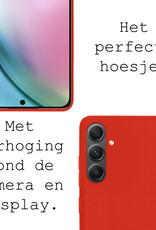 BASEY. Hoes Geschikt voor Samsung A54 Hoesje Siliconen Back Cover Case Met 2x Screenprotector - Hoesje Geschikt voor Samsung Galaxy A54 Hoes Cover Hoesje - Rood