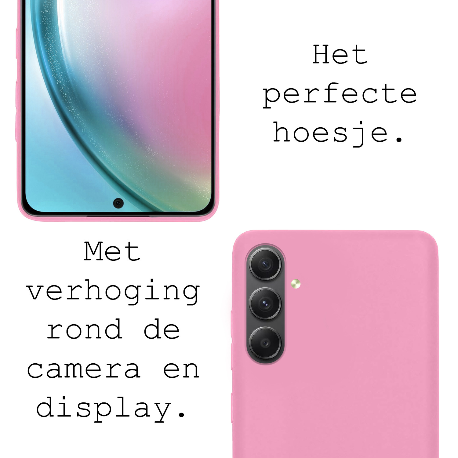 BASEY. Hoes Geschikt voor Samsung A54 Hoesje Siliconen Back Cover Case Met 2x Screenprotector - Hoesje Geschikt voor Samsung Galaxy A54 Hoes Cover Hoesje - Lichtroze