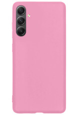 Samsung Galaxy A54 Hoesje Siliconen Back Cover Case Met 2x Screenprotector - Samsung A54 Hoes Silicone Case Hoesje - Licht Roze