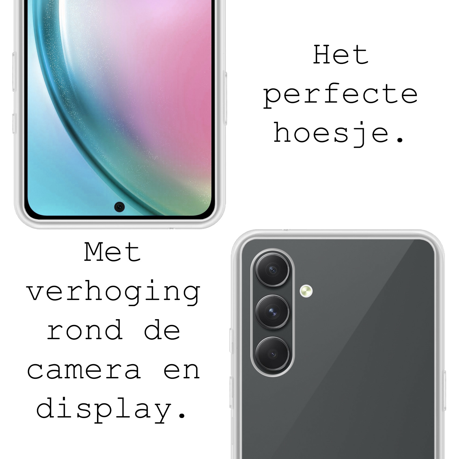 BASEY. Hoes Geschikt voor Samsung A54 Hoesje Siliconen Back Cover Case Met 2x Screenprotector - Hoesje Geschikt voor Samsung Galaxy A54 Hoes Cover Hoesje - Transparant