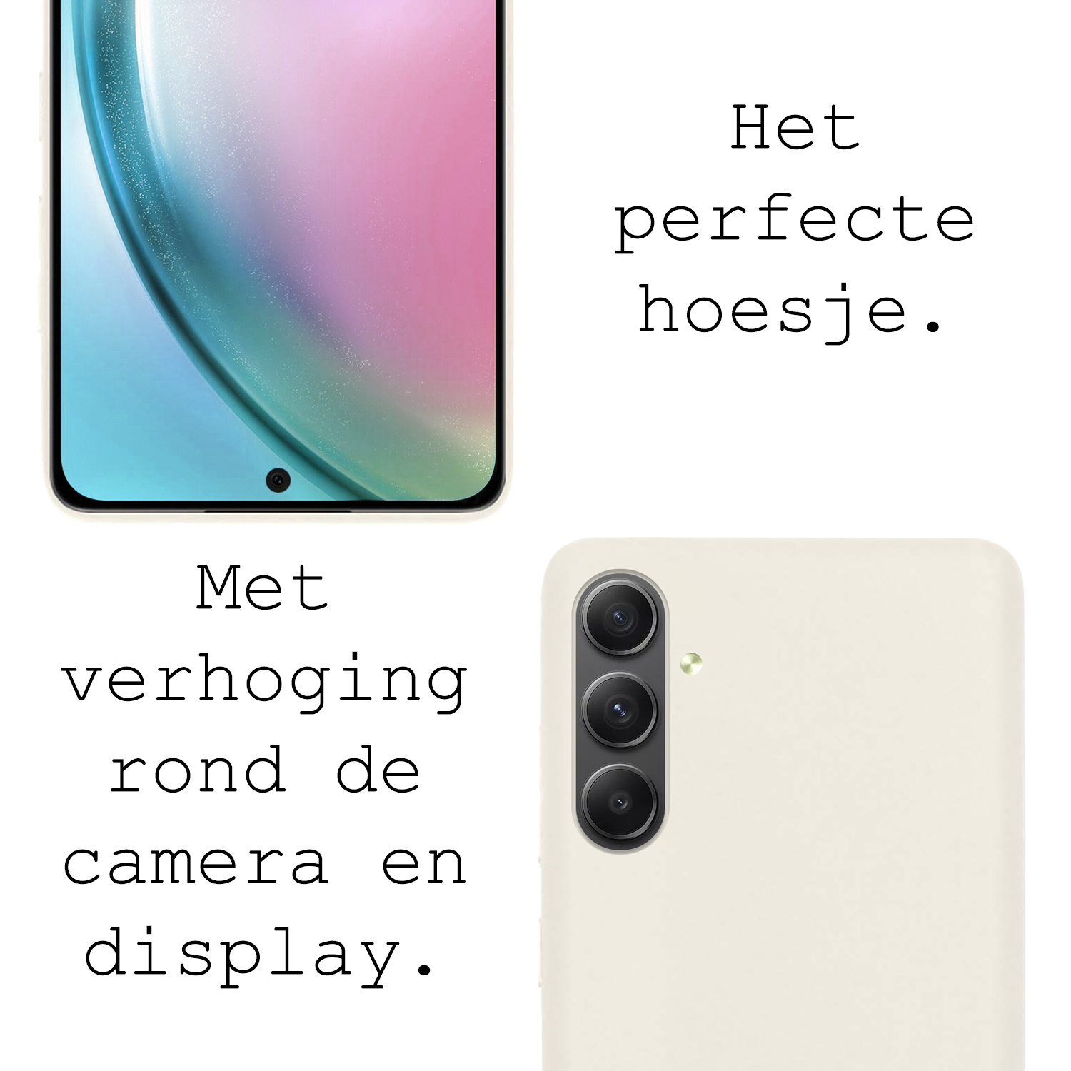 BASEY. Hoes Geschikt voor Samsung A54 Hoesje Siliconen Back Cover Case Met 2x Screenprotector - Hoesje Geschikt voor Samsung Galaxy A54 Hoes Cover Hoesje - Wit