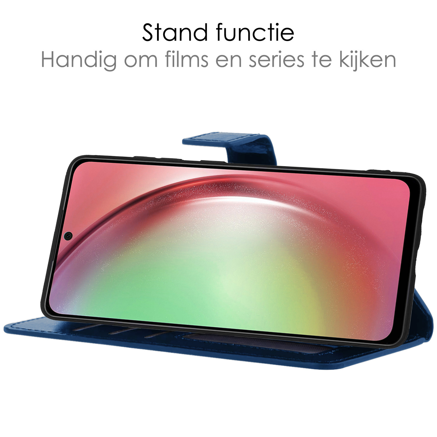 NoXx Hoes Geschikt voor Samsung A54 Hoesje Book Case Hoes Flip Cover Wallet Bookcase Met Screenprotector - Donkerblauw