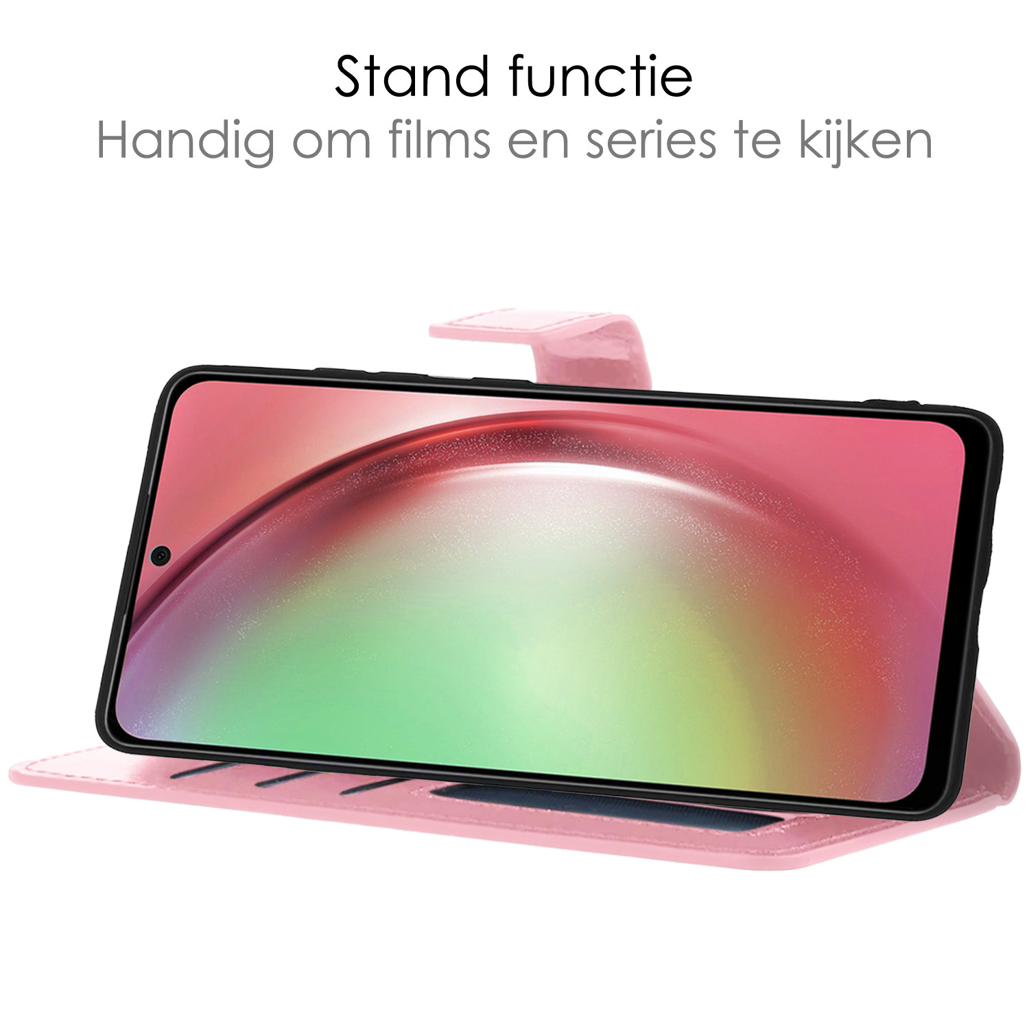 NoXx Hoes Geschikt voor Samsung A54 Hoesje Book Case Hoes Flip Cover Wallet Bookcase Met Screenprotector - Lichtroze