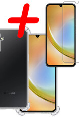 BASEY. Hoes Geschikt voor Samsung A34 Hoesje Shock Proof Case Hoes Siliconen Met Screenprotector - Hoesje Geschikt voor Samsung Galaxy A34 Hoes Cover Shockproof - Transparant