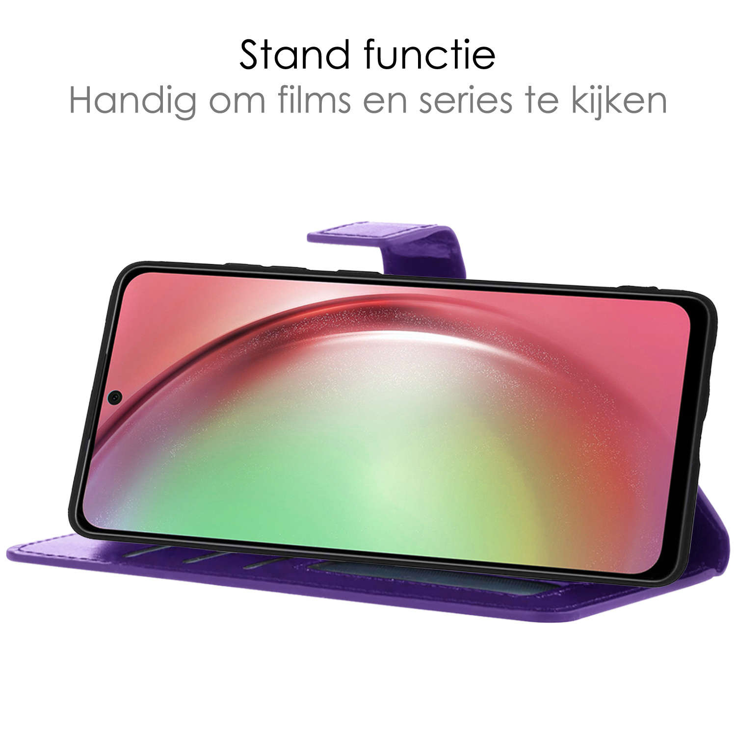 NoXx Hoes Geschikt voor Samsung A54 Hoesje Book Case Hoes Flip Cover Wallet Bookcase Met Screenprotector - Paars
