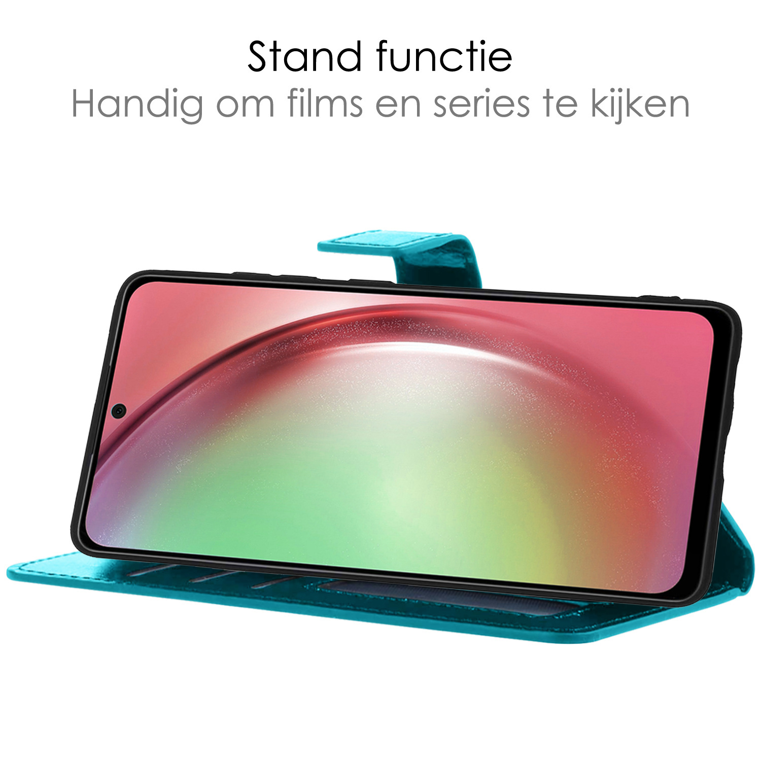 NoXx Hoes Geschikt voor Samsung A54 Hoesje Book Case Hoes Flip Cover Wallet Bookcase Met Screenprotector - Turquoise