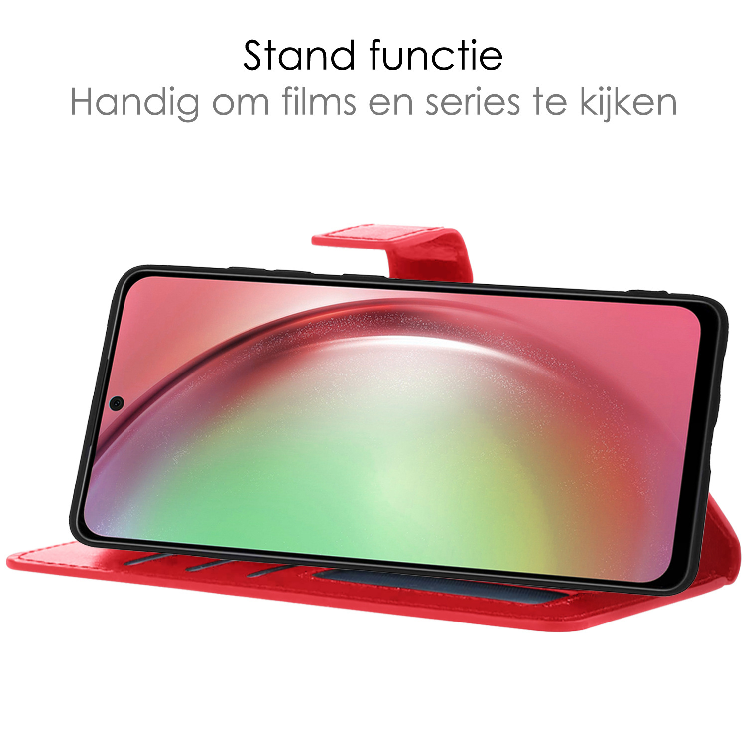 NoXx Hoes Geschikt voor Samsung A54 Hoesje Book Case Hoes Flip Cover Wallet Bookcase Met 2x Screenprotector - Rood