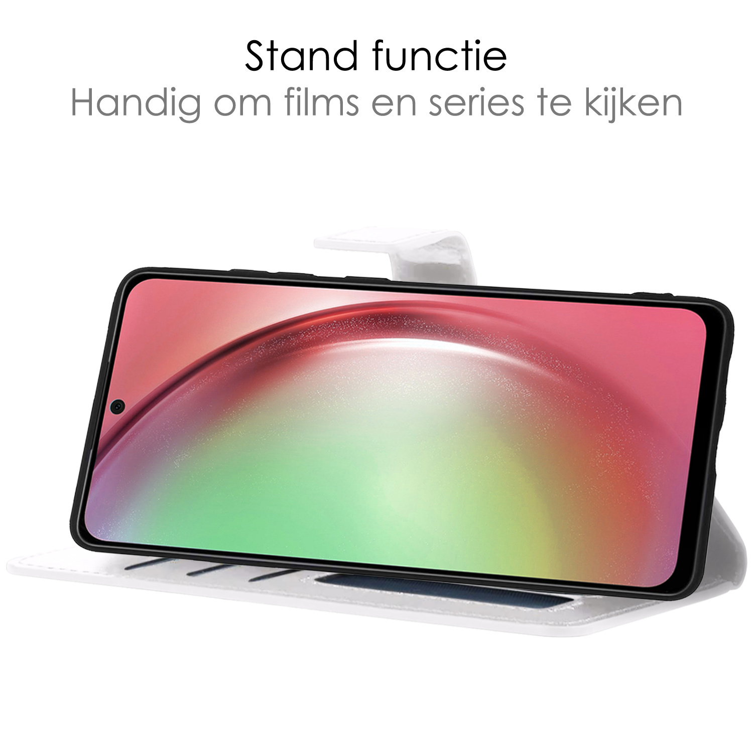 NoXx Hoes Geschikt voor Samsung A54 Hoesje Book Case Hoes Flip Cover Wallet Bookcase Met 2x Screenprotector - Wit