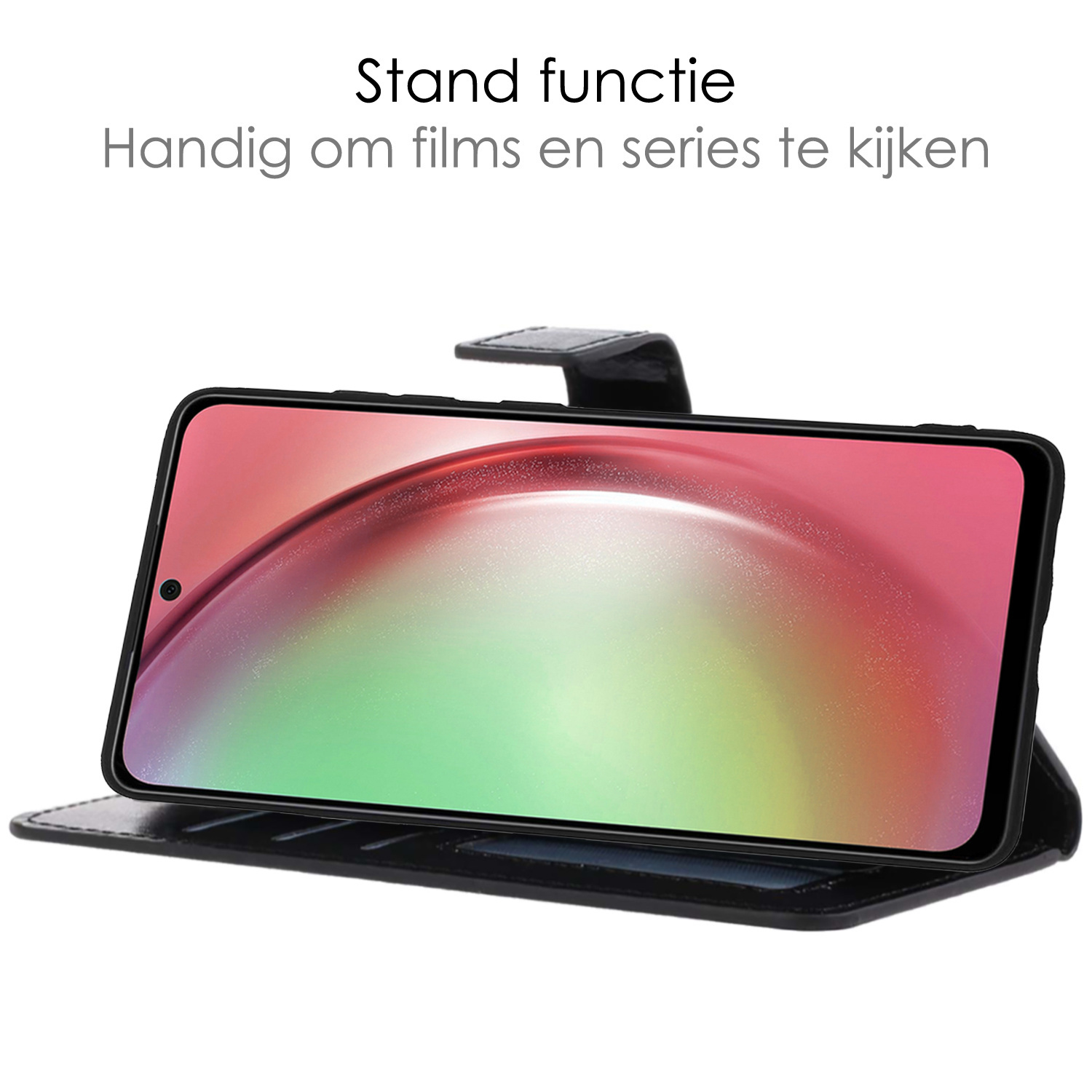 NoXx Hoes Geschikt voor Samsung A54 Hoesje Book Case Hoes Flip Cover Wallet Bookcase Met 2x Screenprotector - Zwart