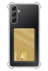 NoXx Hoes Geschikt voor Samsung A54 Hoesje Pasjeshouder Cover Shock Proof Case Siliconen Hoes Met Kaarthouder Met Screenprotector - Transparant