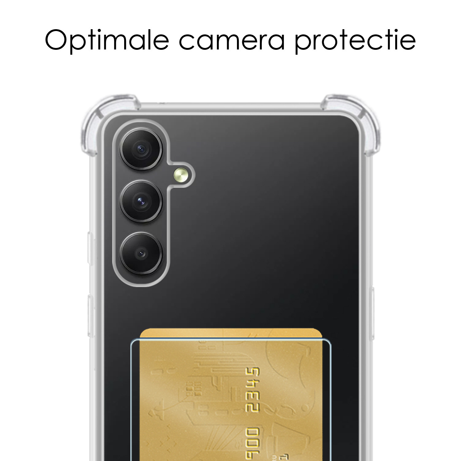 NoXx Hoes Geschikt voor Samsung A54 Hoesje Pasjeshouder Cover Shock Proof Case Siliconen Hoes Met Kaarthouder Met 2x Screenprotector - Transparant