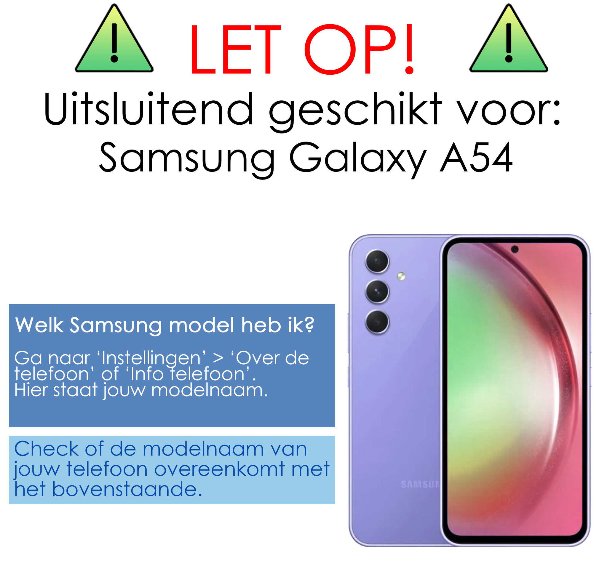 Hoes Geschikt voor Samsung A54 Hoesje Cover Siliconen Back Case Hoes Met Screenprotector - Donkerblauw
