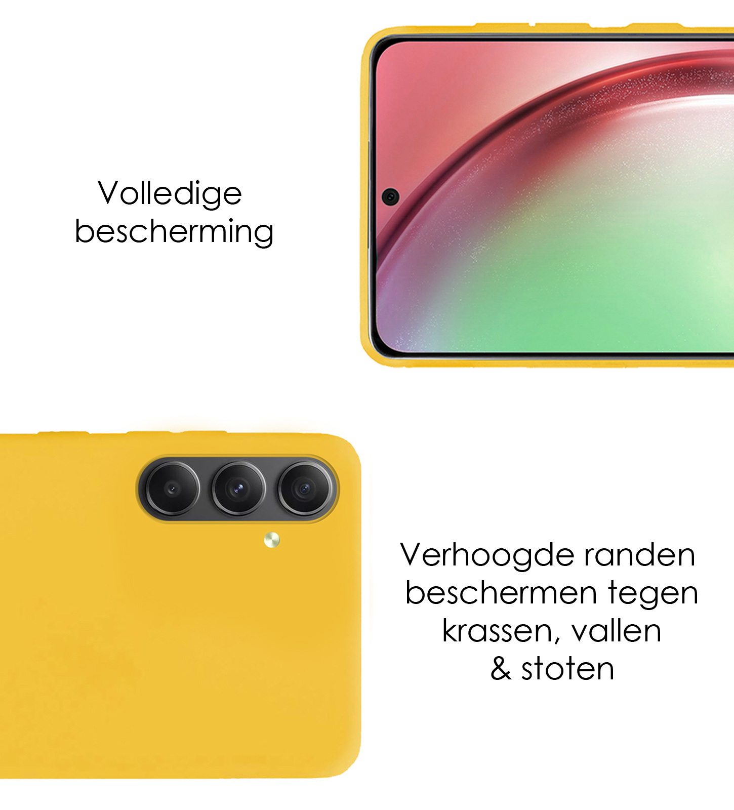 NoXx Hoes Geschikt voor Samsung A54 Hoesje Cover Siliconen Back Case Hoes Met Screenprotector - Geel