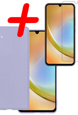 BASEY. Hoes Geschikt voor Samsung A34 Hoesje Siliconen Back Cover Case Met Screenprotector - Hoesje Geschikt voor Samsung Galaxy A34 Hoes Cover Hoesje - Lila