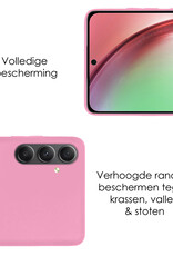 NoXx Hoes Geschikt voor Samsung A54 Hoesje Cover Siliconen Back Case Hoes Met Screenprotector - Lichtroze