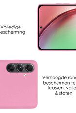 Samsung Galaxy A54 Hoesje Back Cover Siliconen Case Hoes Met Screenprotector - Licht Roze