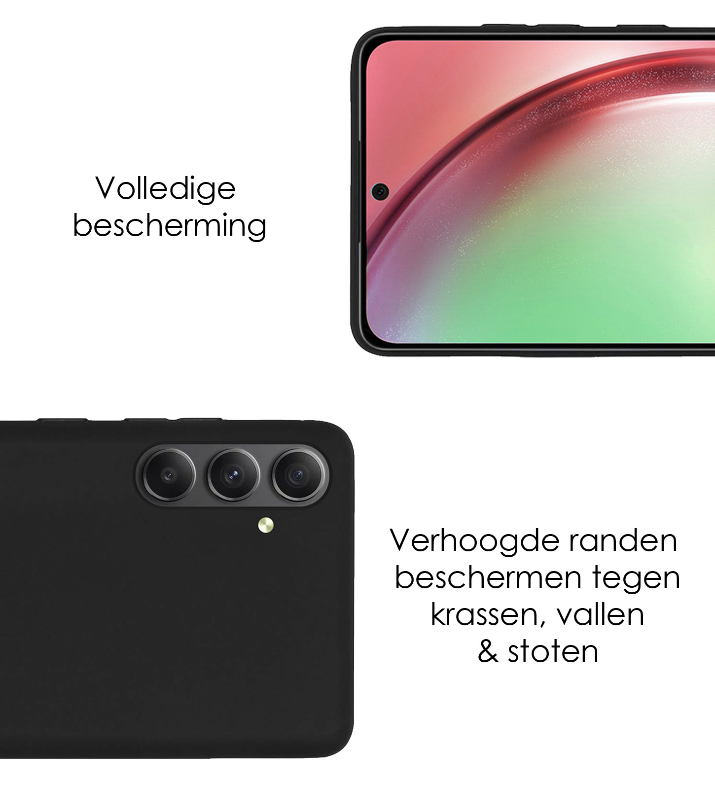 Hoes Geschikt voor Samsung A54 Hoesje Cover Siliconen Back Case Hoes Met Screenprotector - Zwart