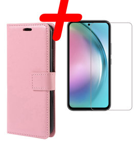 BASEY. BASEY. Samsung Galaxy A54 Hoesje Bookcase Lichtroze Met Screenprotector