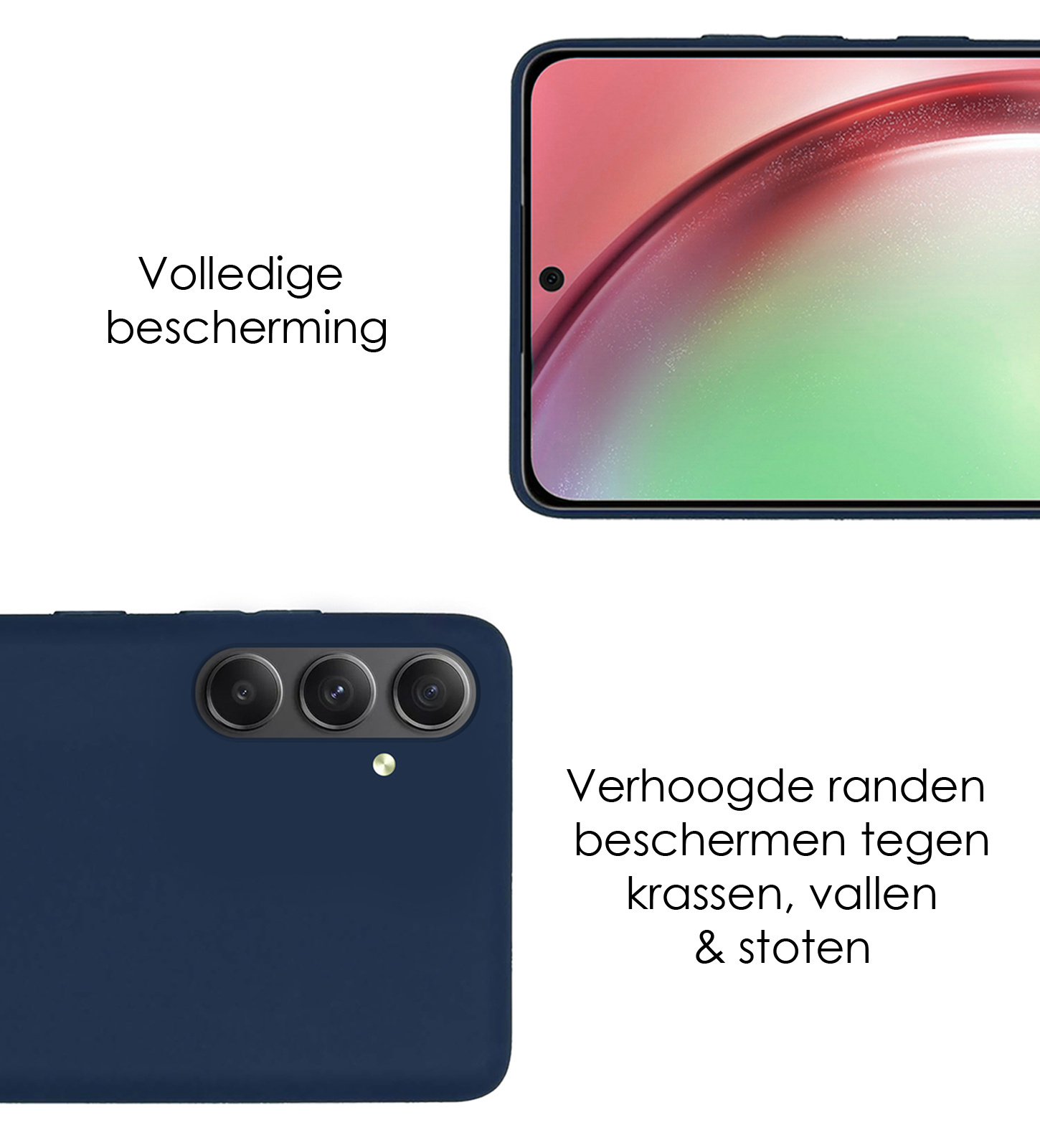 Hoes Geschikt voor Samsung A54 Hoesje Cover Siliconen Back Case Hoes Met 2x Screenprotector - Donkerblauw