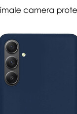 NoXx Hoes Geschikt voor Samsung A54 Hoesje Cover Siliconen Back Case Hoes Met 2x Screenprotector - Donkerblauw
