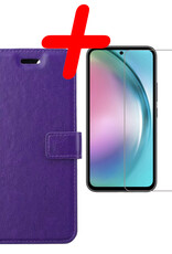 BASEY. Hoes Geschikt voor Samsung A54 Hoesje Bookcase Hoes Flip Case Book Cover Met Screenprotector - Hoesje Geschikt voor Samsung Galaxy A54 Hoes Book Case Hoesje - Paars