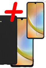 BASEY. Hoes Geschikt voor Samsung A34 Hoesje Siliconen Back Cover Case Met Screenprotector - Hoesje Geschikt voor Samsung Galaxy A34 Hoes Cover Hoesje - Zwart