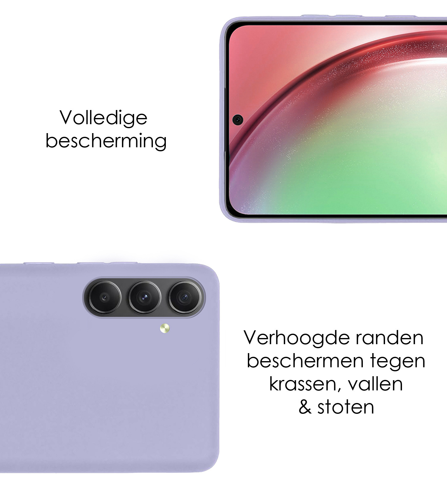NoXx Hoes Geschikt voor Samsung A54 Hoesje Cover Siliconen Back Case Hoes Met 2x Screenprotector - Lila