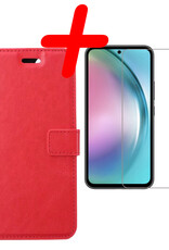 BASEY. Hoes Geschikt voor Samsung A54 Hoesje Bookcase Hoes Flip Case Book Cover Met Screenprotector - Hoesje Geschikt voor Samsung Galaxy A54 Hoes Book Case Hoesje - Rood