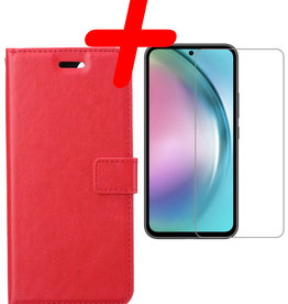 BASEY. BASEY. Samsung Galaxy A54 Hoesje Bookcase Rood Met Screenprotector