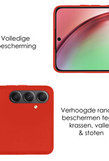 NoXx Hoes Geschikt voor Samsung A54 Hoesje Cover Siliconen Back Case Hoes Met 2x Screenprotector - Rood