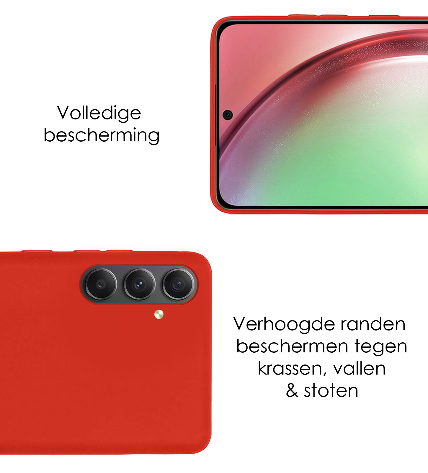 NoXx Hoes Geschikt voor Samsung A54 Hoesje Cover Siliconen Back Case Hoes Met 2x Screenprotector - Rood