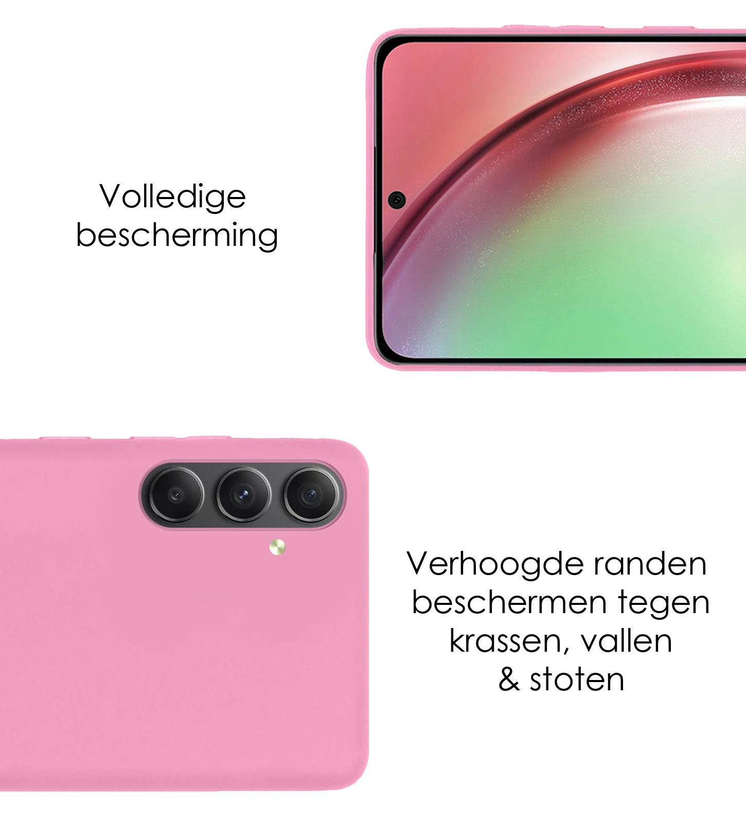 NoXx Hoes Geschikt voor Samsung A54 Hoesje Cover Siliconen Back Case Hoes Met 2x Screenprotector - Lichtroze