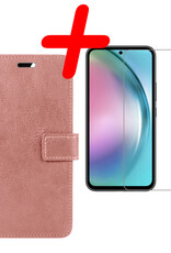 BASEY. Hoes Geschikt voor Samsung A54 Hoesje Bookcase Hoes Flip Case Book Cover Met Screenprotector - Hoesje Geschikt voor Samsung Galaxy A54 Hoes Book Case Hoesje - Rosé goud