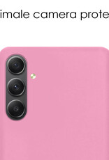 NoXx Hoes Geschikt voor Samsung A54 Hoesje Cover Siliconen Back Case Hoes Met 2x Screenprotector - Lichtroze
