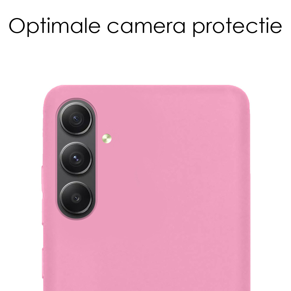 NoXx Hoes Geschikt voor Samsung A54 Hoesje Cover Siliconen Back Case Hoes Met 2x Screenprotector - Lichtroze