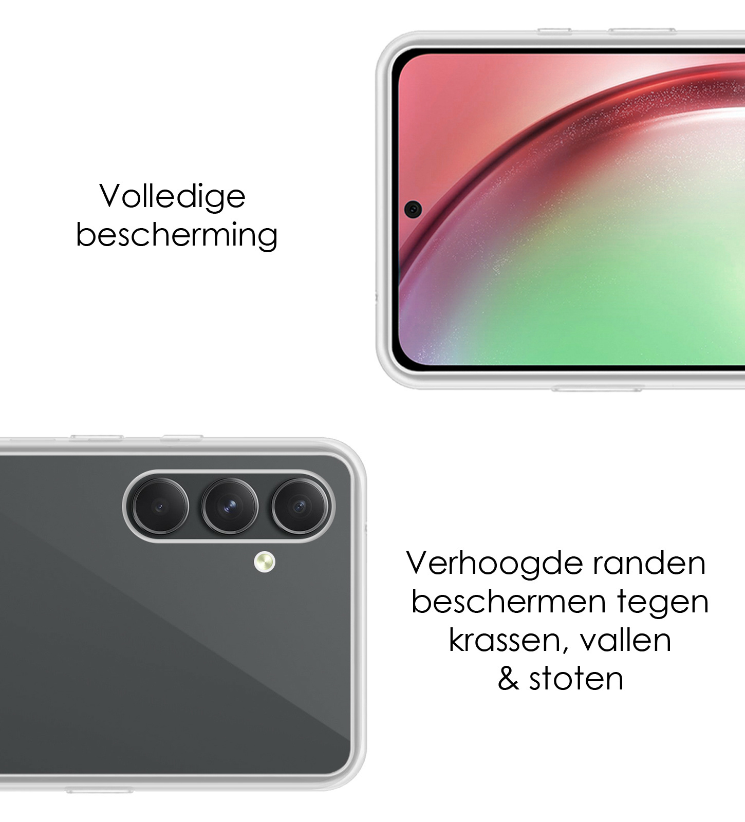 NoXx Hoes Geschikt voor Samsung A54 Hoesje Cover Siliconen Back Case Hoes Met 2x Screenprotector - Transparant