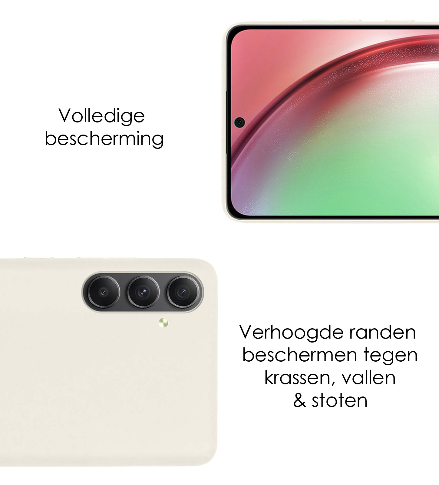 NoXx Hoes Geschikt voor Samsung A54 Hoesje Cover Siliconen Back Case Hoes Met 2x Screenprotector - Wit