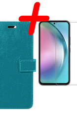 BASEY. Hoes Geschikt voor Samsung A54 Hoesje Bookcase Hoes Flip Case Book Cover Met Screenprotector - Hoesje Geschikt voor Samsung Galaxy A54 Hoes Book Case Hoesje - Turquoise