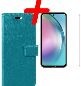 BASEY. Samsung Galaxy A54 Hoesje Bookcase Turquoise Met Screenprotector