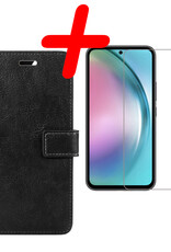 Hoes Geschikt voor Samsung A54 Hoesje Bookcase Hoes Flip Case Book Cover Met Screenprotector - Hoesje Geschikt voor Samsung Galaxy A54 Hoes Book Case Hoesje - Zwart