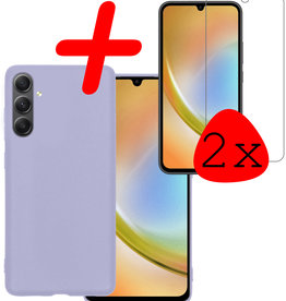 BASEY. BASEY. Samsung Galaxy A34 Hoesje Siliconen Met 2x Screenprotector - Lila