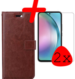 BASEY. BASEY. Samsung Galaxy A54 Hoesje Bookcase Bruin Met 2x Screenprotector